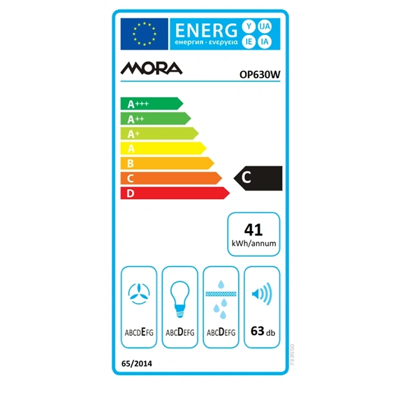 Mora OP630W fehér, hagyományos, méret:60cm, zajszint 63dB, páraelszívó