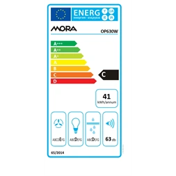 Mora OP630W fehér, hagyományos, méret:60cm, zajszint 63dB, páraelszívó