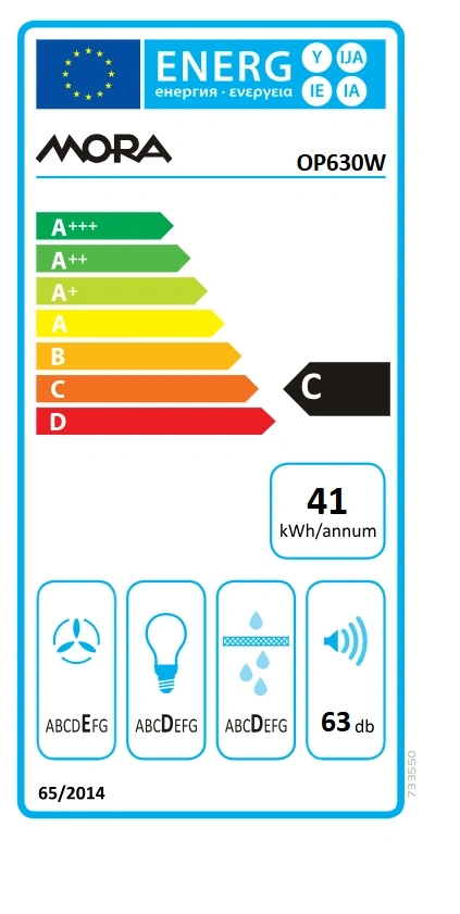 Mora OP630W fehér, hagyományos, méret:60cm, zajszint 63dB, páraelszívó