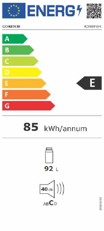 Gorenje R39EPW4 fehér, egyajtós, Hűtő:92L, hűtőszekrény