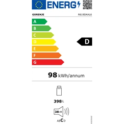 Gorenje R619DAXL6 inox, egyajtós, Hűtő:398L, hűtőszekrény