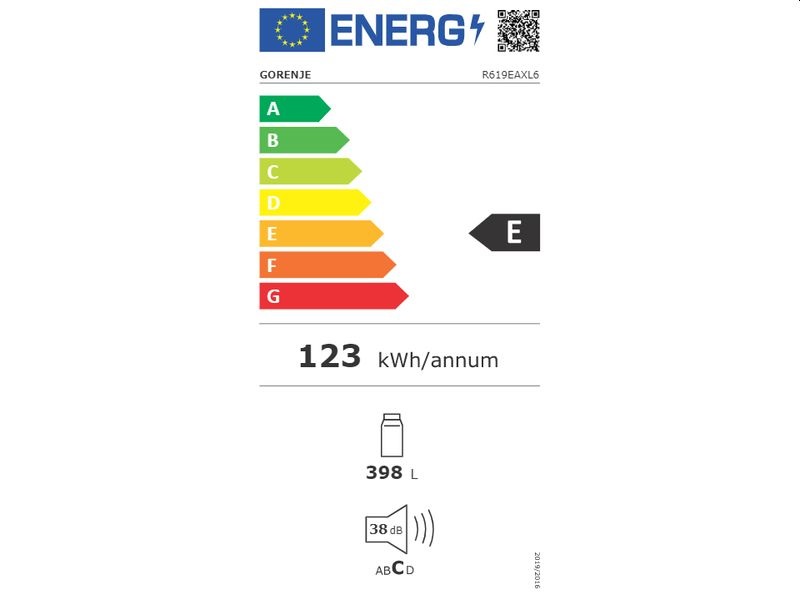 Gorenje R619EAXL6 inox, egyajtós, Hűtő:398L, hűtőszekrény