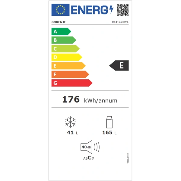 Gorenje RF4142PW4 fehér, felülfagyasztós, Hűtő:165L, Fagyasztó:41L, hűtőszekrény (Használt - B)