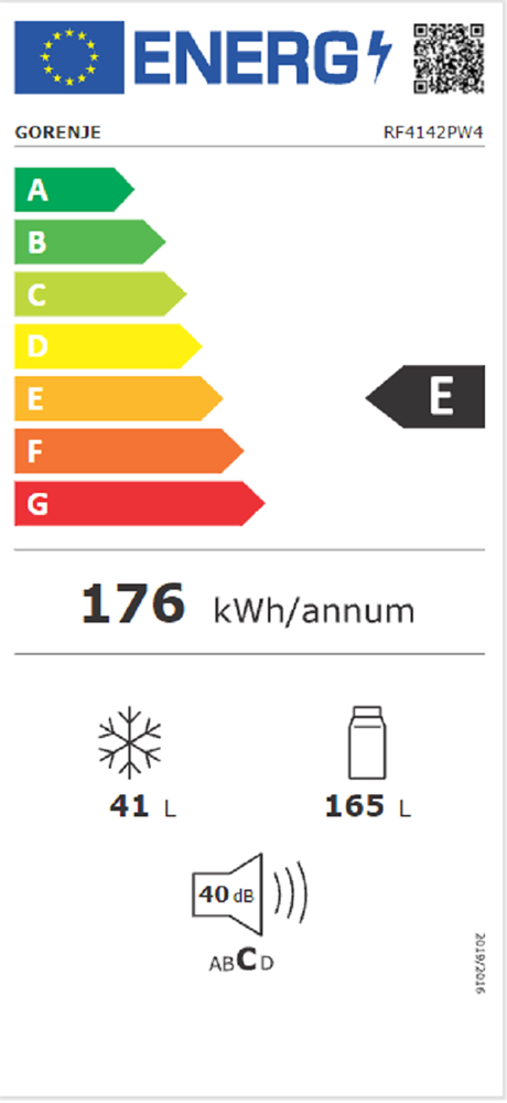 Gorenje RF414EPS4 szürke, felülfagyasztós, Hűtő:165L, Fagyasztó:41L, hűtőszekrény
