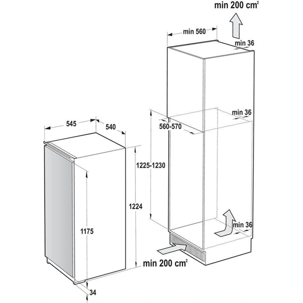 Gorenje RI412EE1 fehér, beépíthető, Hűtő:199L, hűtőszekrény