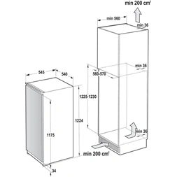 Gorenje RI412EE1 fehér, beépíthető, Hűtő:199L, hűtőszekrény