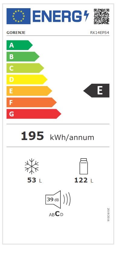 Gorenje RK14EPS4 ezüst, alulfagyasztós, Hűtő:122L, Fagyasztó:53L, hűtőszekrény