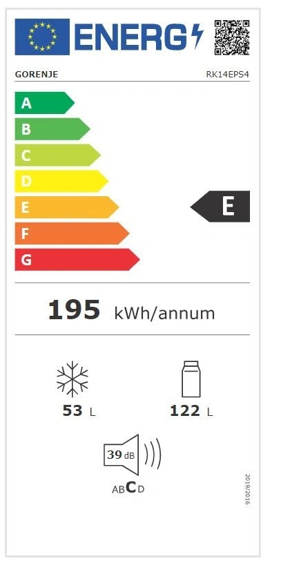 Gorenje RK14EPS4 ezüst, alulfagyasztós, Hűtő:122L, Fagyasztó:53L, hűtőszekrény (Újszerű)
