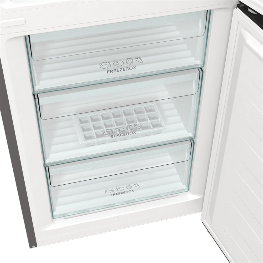 Gorenje RK6202ES4 inox, alulfagyasztós, Hűtő:239L, Fagyasztó:110L, FrostLess hűtőszekrény