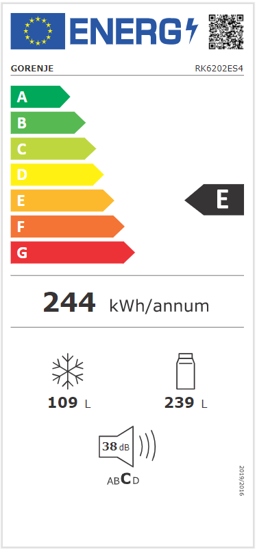Gorenje RK6202ES4 inox, alulfagyasztós, Hűtő:239L, Fagyasztó:110L, FrostLess hűtőszekrény