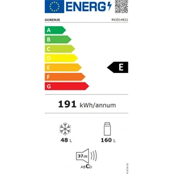 Gorenje RKI514E21 beépíthető, alulfagyasztós, Hűtő:160L, Fagyasztó:48L, hűtőszekrény