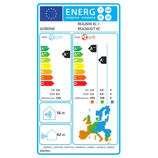 Gorenje Rea 2,6KW split klíma beépített WIFI REA26 KC