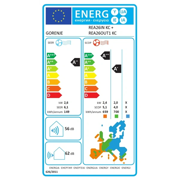 Gorenje Rea 2,6KW split klíma csepptálca fűtéssel, beépített WIFI REA26 KC