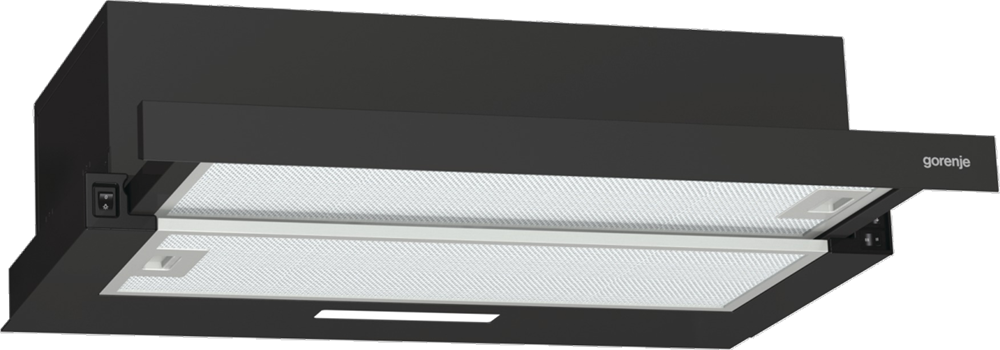 Gorenje TH60E3B fekete, szabadonálló, hagyományos, méret:60 cm, teleszkópos, zajszint:67 dB, páraelszívó