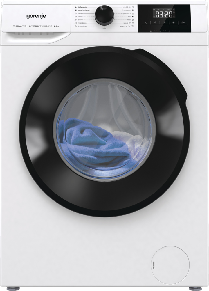 Gorenje W1NGPI61SBS fehér, elöltöltős, max.1000ford., 6 kg, mosógép