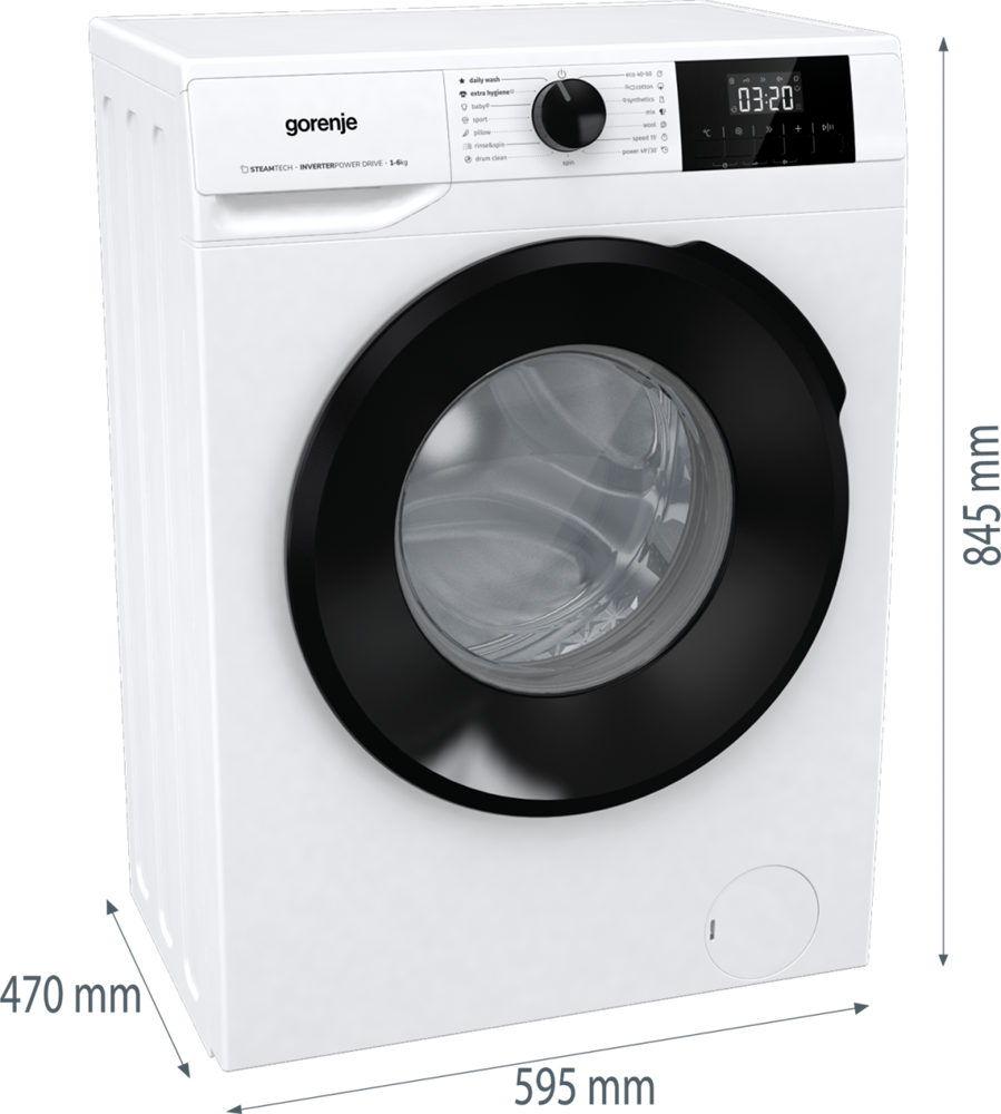 Gorenje W1NGPI61SBS fehér, elöltöltős, max.1000ford., 6 kg, mosógép