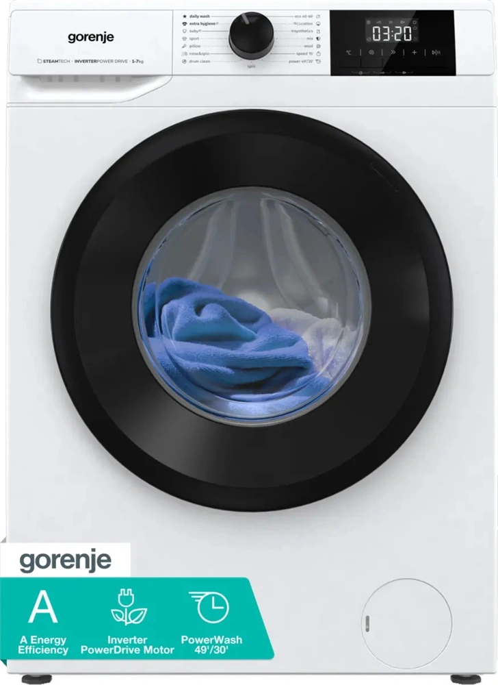 Gorenje W3NGPI72SAS fehér, elöltöltős, 7 kg, 1200 ford./perc, mosógép