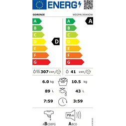 Gorenje WD2PA1X64ADW fehér, max.1400.ford, 10,5/6kg, mosó-szárítógép