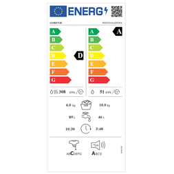 Gorenje WD2S164ADSWA 10 kg elöltöltős mosó-szárítógép