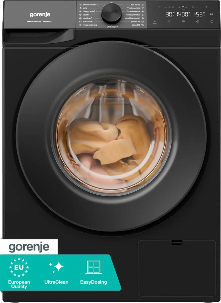 Gorenje WG484A31B fekete, elöltöltős, 8 kg, 1400 ford./perc, mosógép