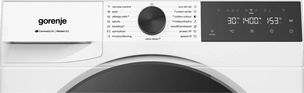 Gorenje WG494A11 fehér, elöltöltős, 9 kg, 1400 ford./perc, WiFi, mosógép