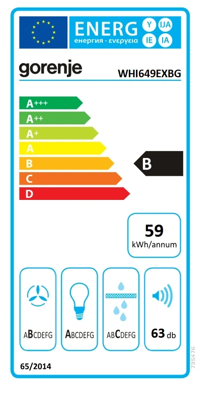 Gorenje WHI649EXBG inox-fekete, kürtős, méret:60cm, zajszint:63dB, páraelszívó