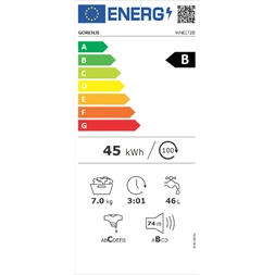 Gorenje WNEI72B fehér, elöltöltős, max.1200ford., 7 kg, mosógép (Használt - B)