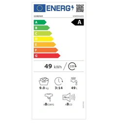 Gorenje WNEI94ADS fehér, elöltöltős, max.1400ford., 9 kg, mosógép (Újszerű)