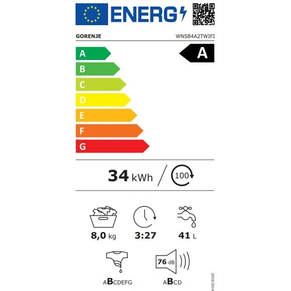 Gorenje WNS84A2TWIFI fehér, elöltöltős, max.1400ford., 8kg, mosógép