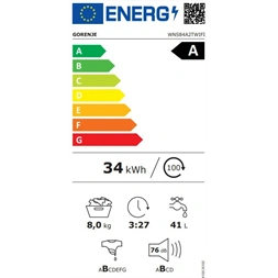 Gorenje WNS84A2TWIFI fehér, elöltöltős, max.1400ford., 8kg, mosógép