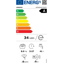 Gorenje WPNA84A2TSWIFI fehér, elöltöltős, max.1400ford., 8kg, mosógép