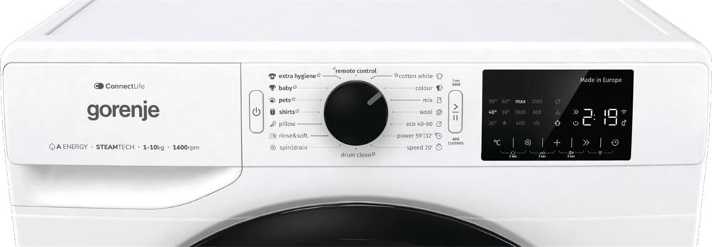 Gorenje WPNEI14A2SWIFI fehér, elöltöltős, max.1400ford., 10 kg, mosógép