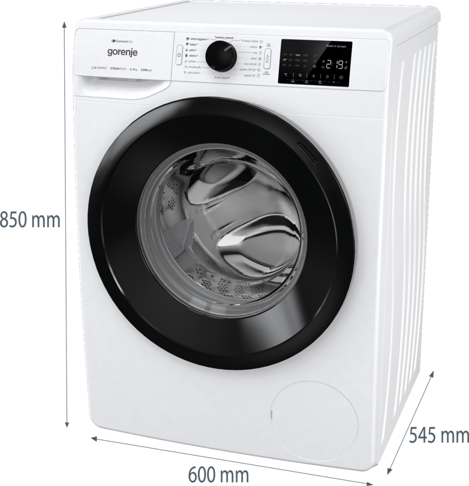 Gorenje WPNEI72A1SWIFI fehér, elöltöltős, max.1200ford., 7 kg, mosógép