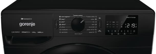 Gorenje WPNEI84A1SW/B fekete, elöltöltős, max.1400ford., 8 kg, mosógép