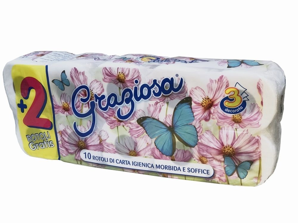 Graziosa 10 tekercses 3 rétegű fehér toalettpapír