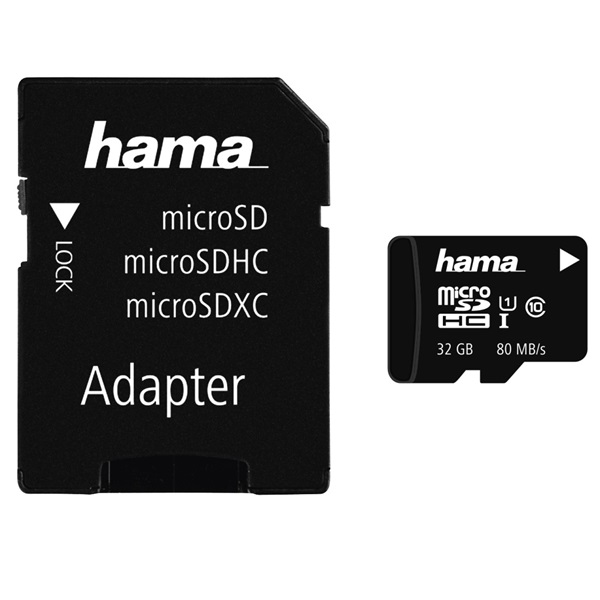 HAMA 32GB SD micro (SDHC Class 10 UHS-I) memória kártya adapterrel