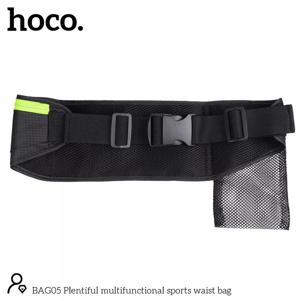 HOCO HO622547 BAG05 Univerzális sportoláshoz, túrázáshoz fekete/zöld övtáska