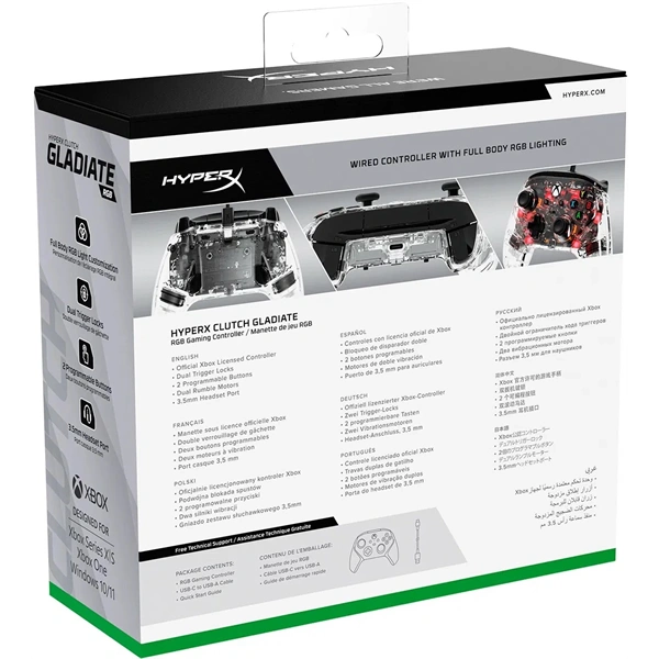 HP 7D6H2AA HyperX Clutch Gladiate PS5/Xbox One/Xbox Series vezetékes RGB kontroller