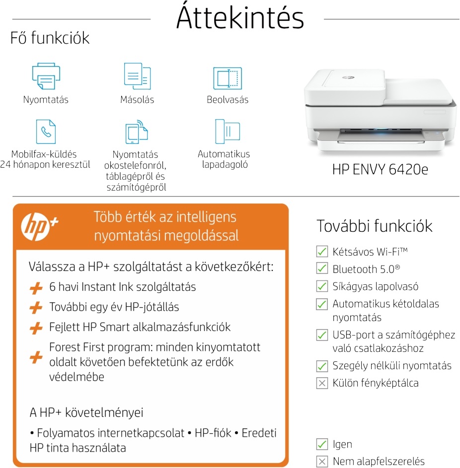HP Envy Pro 6420E AiO multifunkciós tintasugaras Instant Ink ready nyomtató