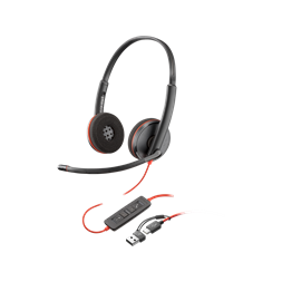 HP Poly Blackwire 3220 USB-C fekete headset + USB-C/A adapter
