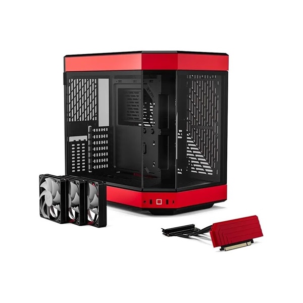 HYTE Y60 táp nélküli ablakos Mid Tower számítógépház piros-fekete