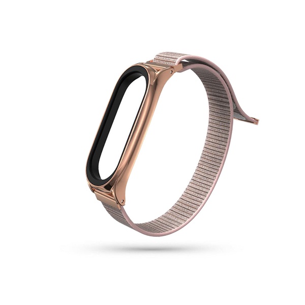 Haffner FN0213 Xiaomi Mi Smart Band 5/Band 6 Nylon rose gold rozsdamentes acél óraszíj