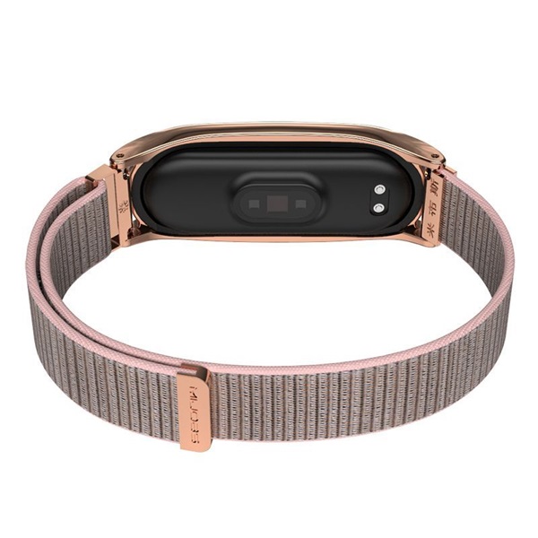 Haffner FN0213 Xiaomi Mi Smart Band 5/Band 6 Nylon rose gold rozsdamentes acél óraszíj