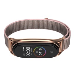 Haffner FN0213 Xiaomi Mi Smart Band 5/Band 6 Nylon rose gold rozsdamentes acél óraszíj