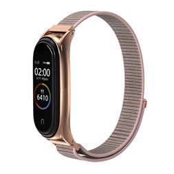 Haffner FN0213 Xiaomi Mi Smart Band 5/Band 6 Nylon rose gold rozsdamentes acél óraszíj