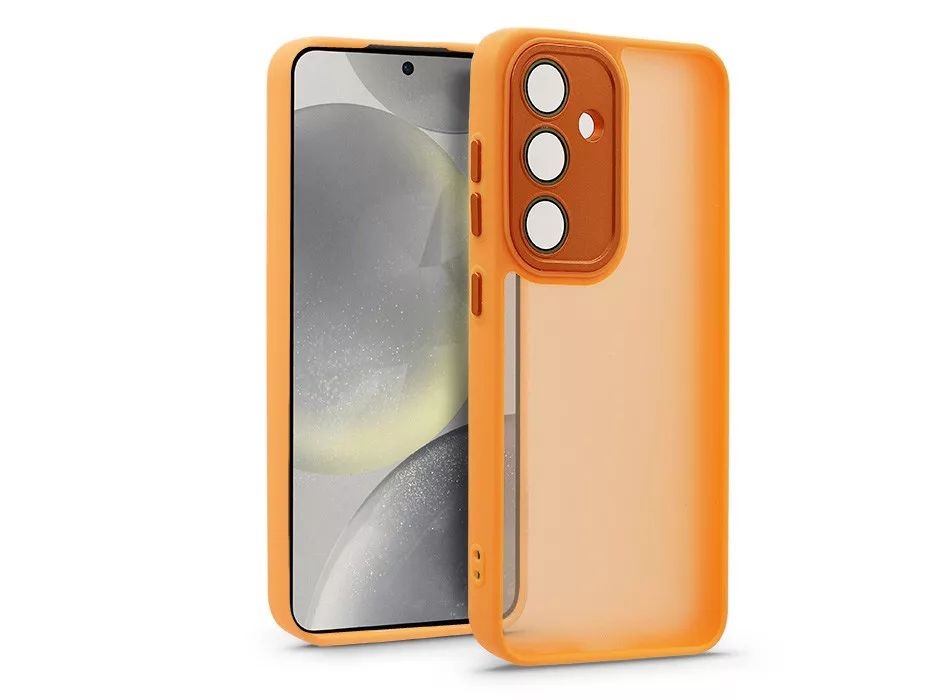 Haffner HF238413 Samsung Galaxy S24 Variete narancs hátlap kameravédő peremmel, lencsevédő üveggel