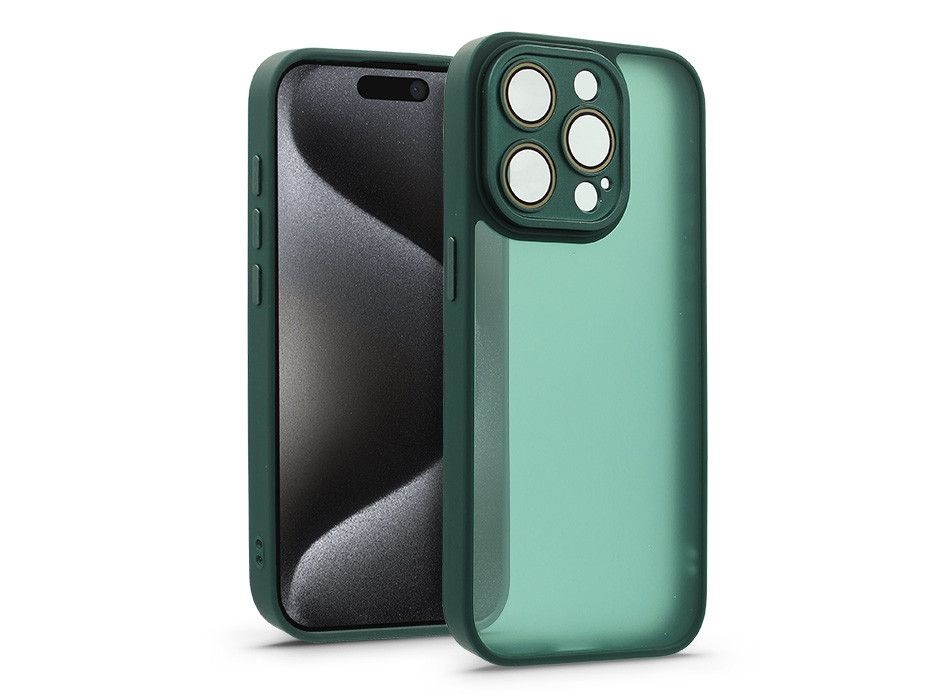 Haffner HF239595 Apple iPhone 15 Pro Variete sötétzöld hátlap kameravédő peremmel, lencsevédő üveggel