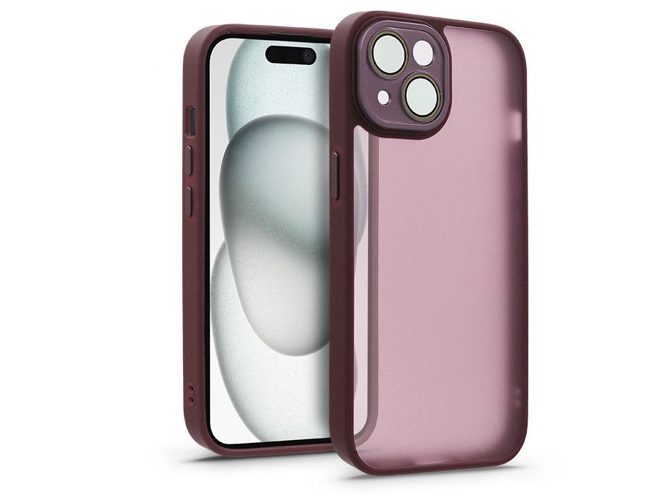 Haffner HF240058 Apple iPhone 15 Variete bíbor hátlap kameravédő peremmel, lencsevédő üveggel