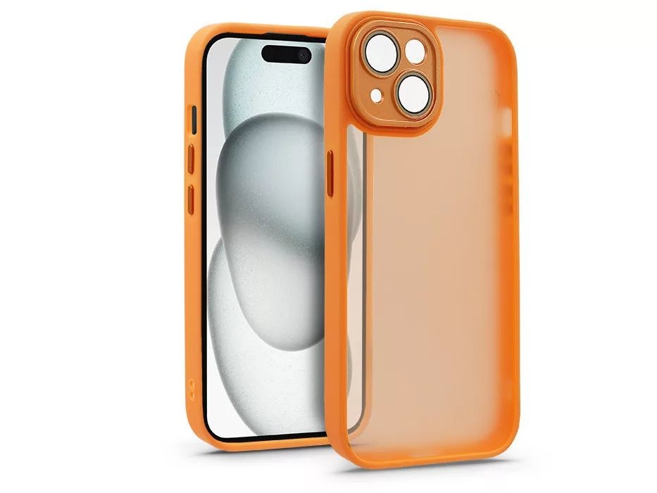 Haffner HF240065 Apple iPhone 15 Variete narancs hátlap kameravédő peremmel, lencsevédő üveggel