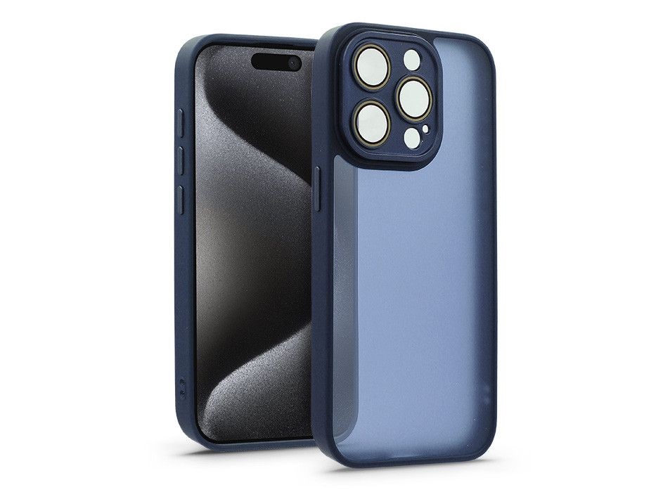 Haffner HF241048 Apple iPhone 15 Pro Variete sötétkék hátlap kameravédő peremmel, lencsevédő üveggel